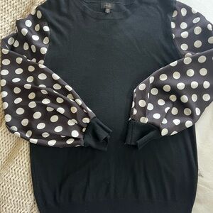 Black Sweater with Polka Dot Sleeves